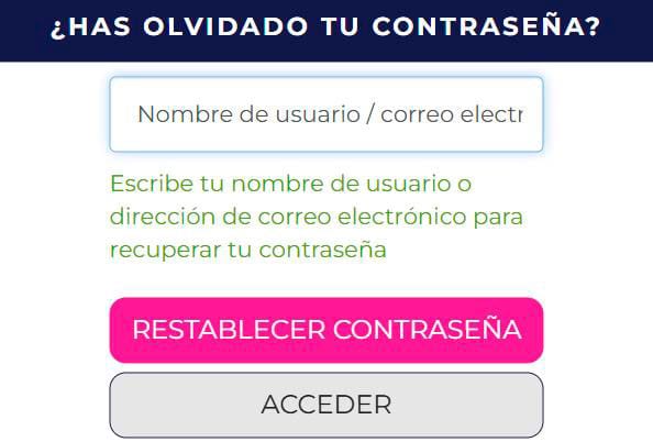 Formulario de olvido de contraseña del casino Gratogana