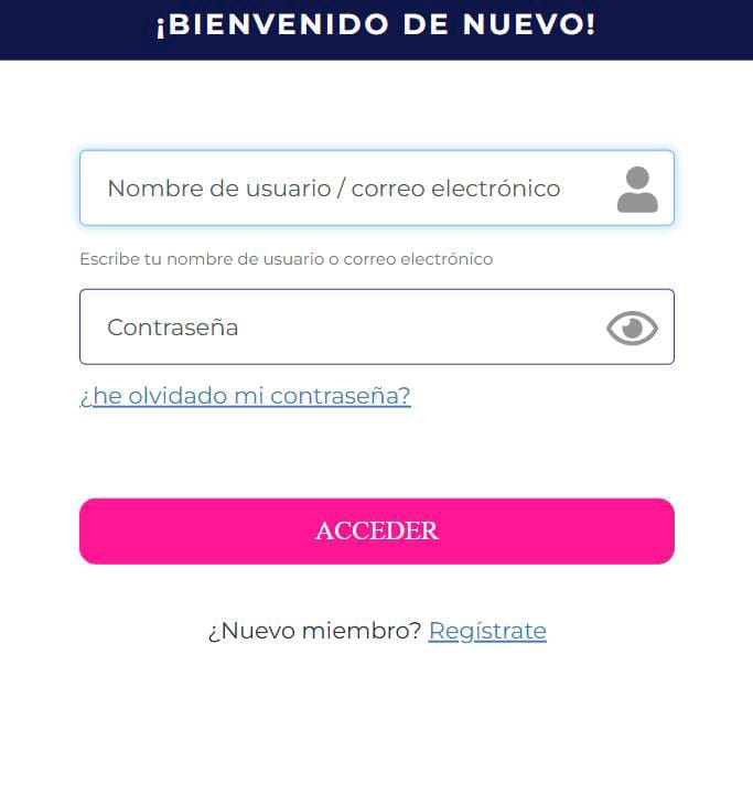 Formulario de inicio de sesión de gratogana